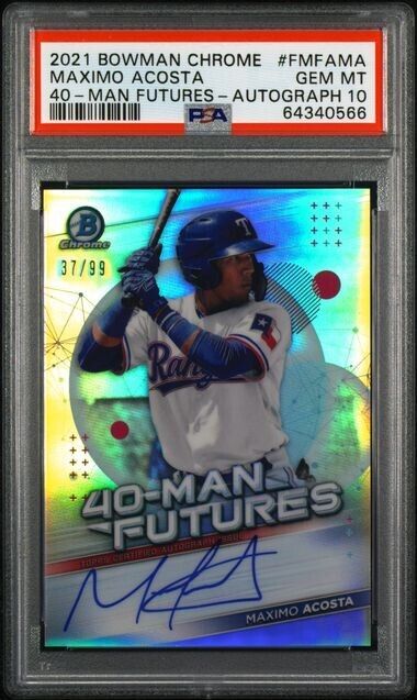 2021 Bowman Chrome Maximo Acosta 40 Man Futures RC  Auto #/99 PSA 10