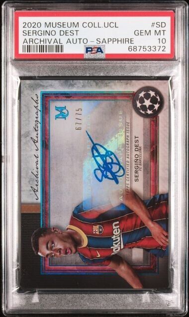 2020-21 Topps Museum Collection Sergino Dest Archival Auto /75 PSA 10 Pop 1