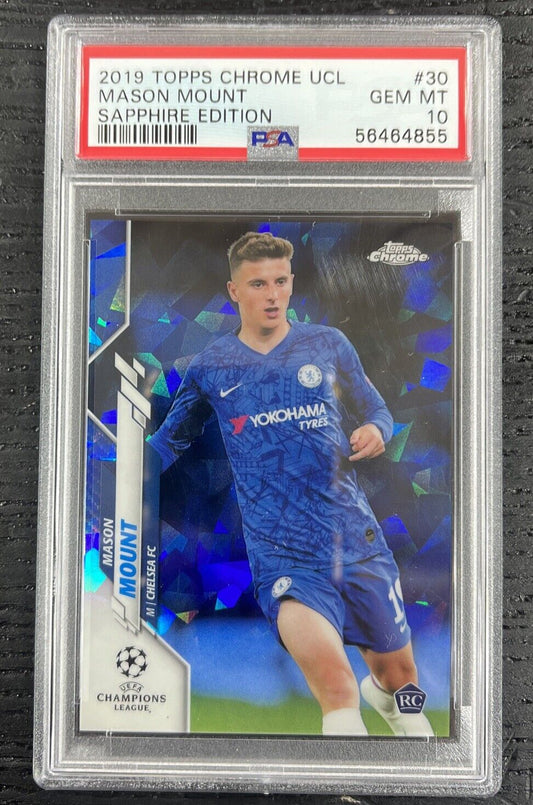 2019-20 Topps Chrome UCL Mason Mount Sapphire Edition Rookie RC #30 PSA 10