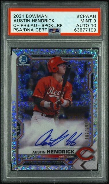 2021 Bowman Chrome Austin Hendrick Auto Speckle /299 RC Rookie PSA 9