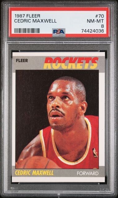 1987 FLEER NBA BASKETBALL #70 Cedric Maxwell  8 Huston Rocket  PSA 8