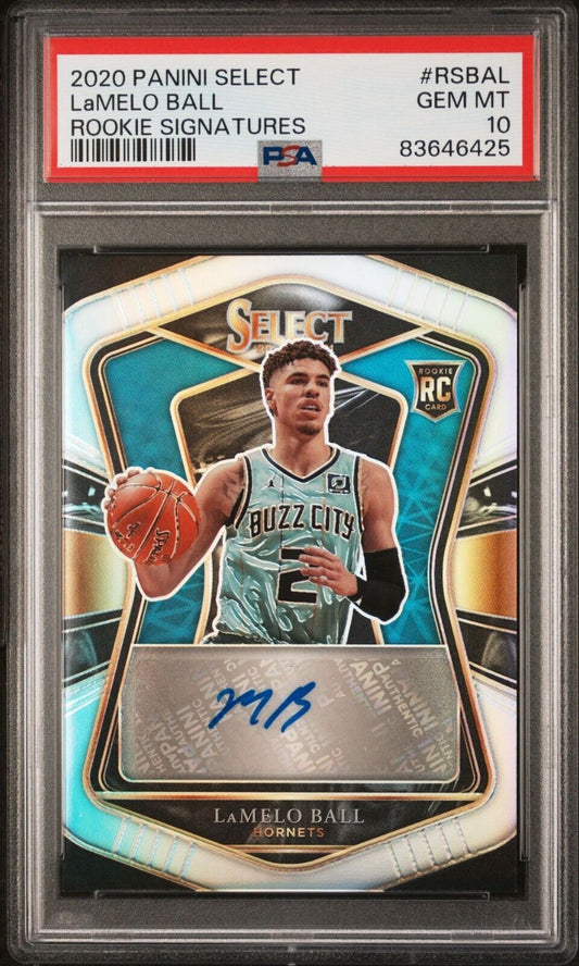 2020 Panini Select #RSBAL Lamelo Ball PSA 10 Rookie Signatures /249