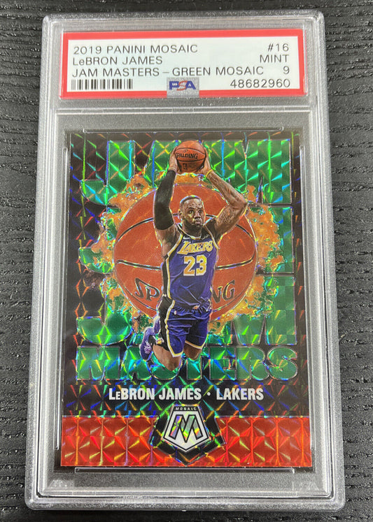 2019-20 Mosaic Lebron James Green Jam Master Green Prizm #16 Lakers  PSA 9