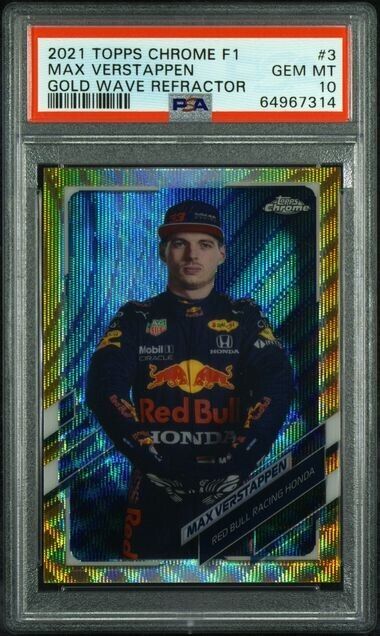 2021 Topps Chrome F1 Max Verstappen GOLD Portrait Wave Refractor 1/50 PSA 10