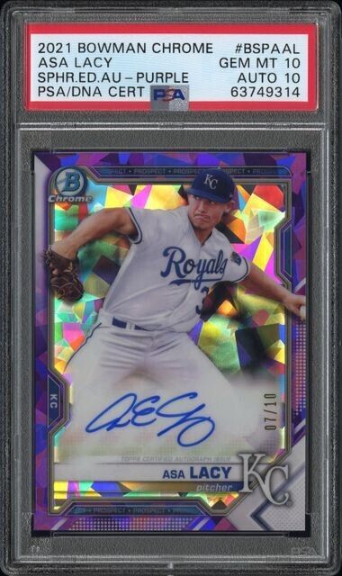 2021 Bowman Chrome Purple Sapphire Refractor ASA LACY Auto /10  Royals PSA 10