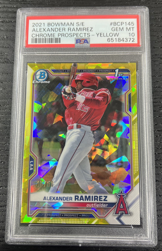 2021 Bowman Chrome Sapphire Refractor 1st ALEXANDER RAMIREZ #/50 Yellow PSA 10