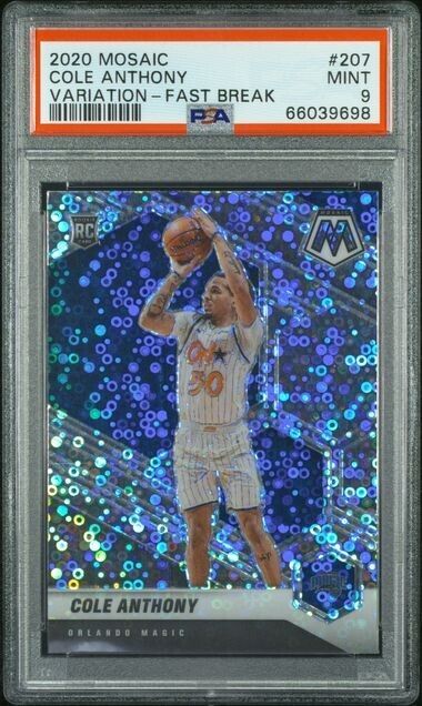 2020 NBA Mosaic Cole Anthony Fast Break Disco #207  Variation ROOKIE RC PSA 9