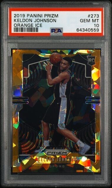 2019-20 Panini Prizm #273 Keldon Johnson Rookie RC Orange Cracked Ice PSA 10 GEM